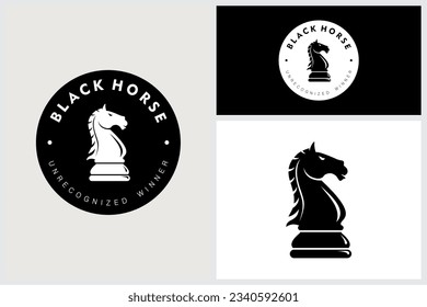 Black Horse Chess Logo Emblem Vector