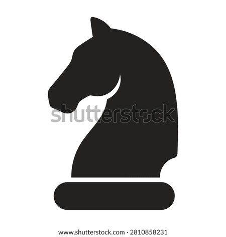 A black horse chess piece on a plain white background, symbolizing strategy and game