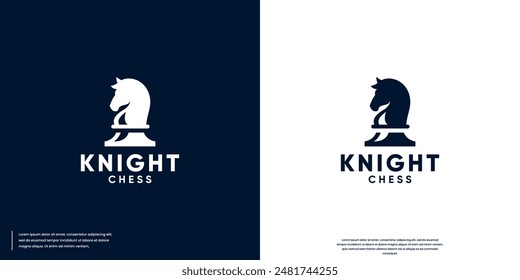 black horse chess, strategy symbol, business, logo design illustration.