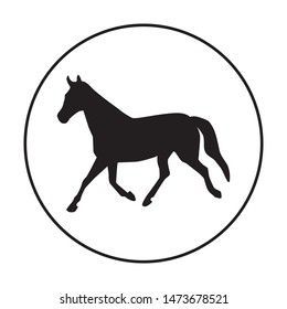 Black Horse in Circle Black Logo Vector