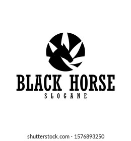 black horse creative logo design vector