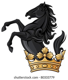 Black Horse And Crown (heraldic Symbol, Composition)