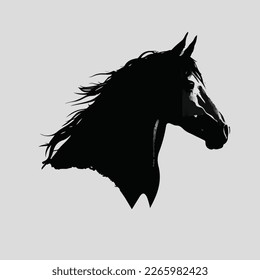 Black horse face silhouette flat illustration
