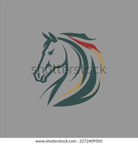 black horse head logo design template, horse animal silhouette illustration Stock foto © 