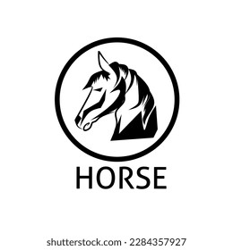 Vector de logotipo de cabeza de caballo negro 