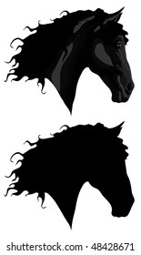 Black horse head + outline