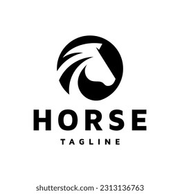 Black horse head silhouette logo illustration