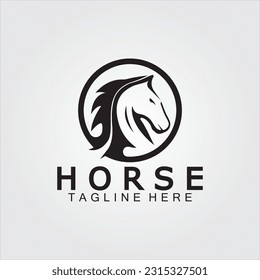 Black horse head silhouette logo vector illustration