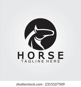 Black horse head silhouette logo vector illustration