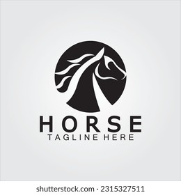 Black horse head silhouette logo vector illustration