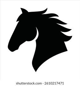 Black Horse Head Silhouette Vector Icon – Minimalist Equine Logo Illustration
