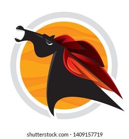 Black horse head vector illustration.