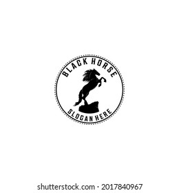 black horse logo template, vector in white background