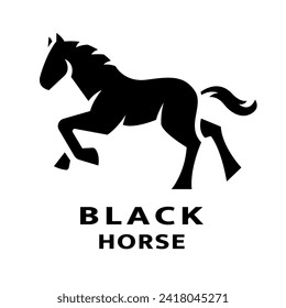 Black horse logo. Vector illustration.