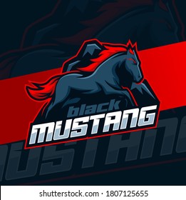 Black Horse Mustang Mascot Logo Design