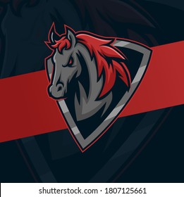 Black Horse Mustang Mascot Logo Design