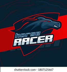 Black horse mustang mascot logo design