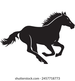  a black horse with a horse on its back is shown.