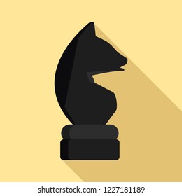Black horse piece icon. Flat illustration of black horse piece vector icon for web design