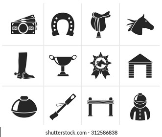Black Horse Racing and gambling Icons - vector icon set