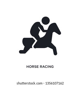 black horse racing isolated vector icon. simple element illustration from sport concept vector icons. horse racing editable logo symbol design on white background. can be use for web and mobile