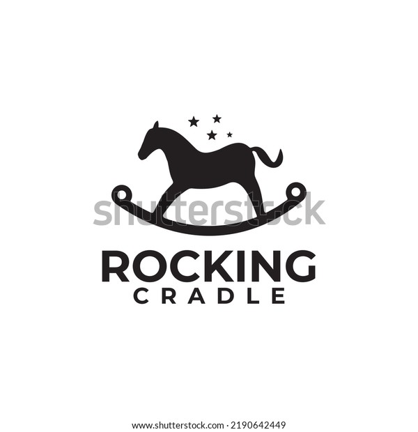Black horse\
rocking cradle icon vector logo\
design