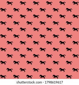Black horse running with pink background repeat pattern