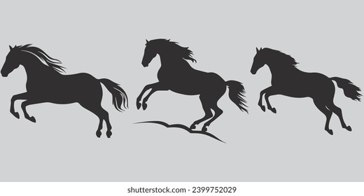 Black horse running vector illustration
