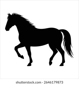 Black horse silhouette isolated on white background