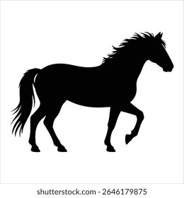 Black horse silhouette isolated on white background