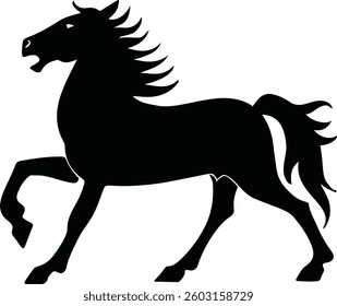 Black horse silhouette running vector illustration