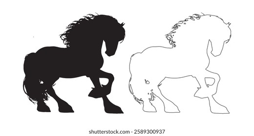 Black Horse Silhouette - Timeless Horse Outline for Design
