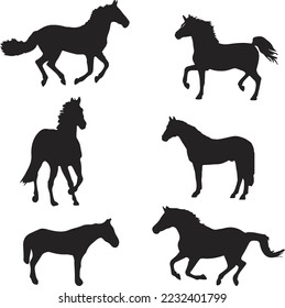 Black Horse Silhouette Vector Art