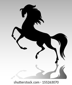 Black horse silhouette - vector, illustration