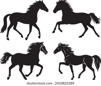 black horse silhouette vector illustration design