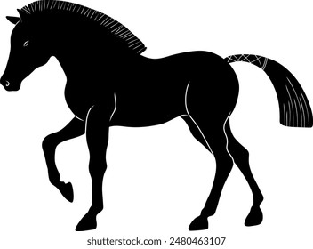 black horse silhouette vector logo element	
