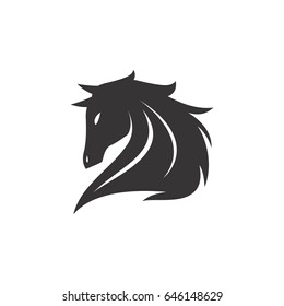 black horse stallion logo template