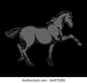 Black horse vector. Hand drawn illustration