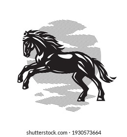 Black Horse. Black White Logo Illustration