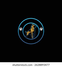 Black horse and wolf silhouette vector art icon design