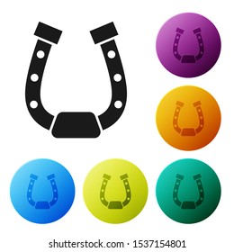 Black Horseshoe icon isolated on white background. Set icons colorful circle buttons. Vector Illustration
