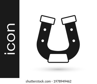 Black Horseshoe icon isolated on white background.  Vector