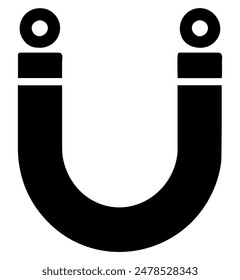 Black horseshoe magnet in simple design isolated icon. Vector illustration