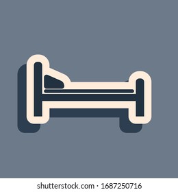 Black Hospital Bed icon isolated on grey background. Long shadow style. Vector Illustration