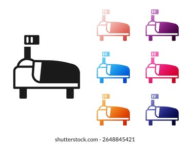 Black Hospital bed icon isolated on white background. Set icons colorful. Vector