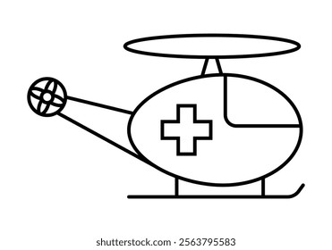 Black hospital helicopter icon for urgent or emergency