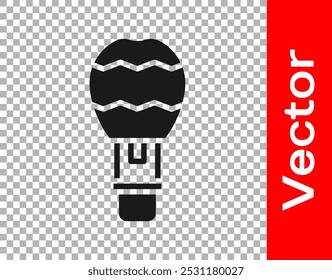 Black Hot air balloon icon isolated on transparent background. Air transport for travel.  Vector