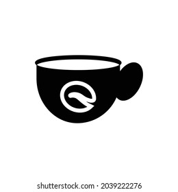 black hot coffee cup vector for icons and symbols
