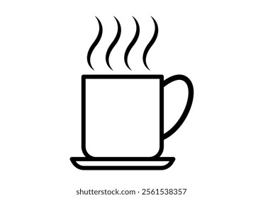 Black hot coffee icon on white background