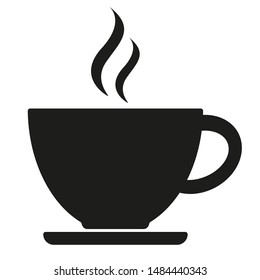 Black hot coffee or tea icon isolated on white background